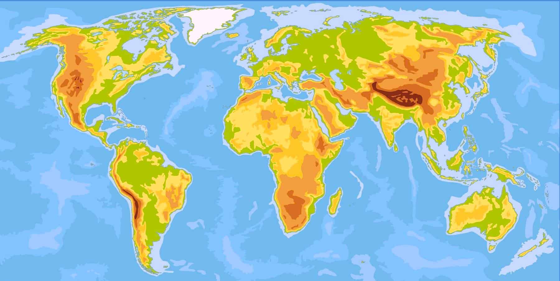 Mapa del mundo fisico mudo