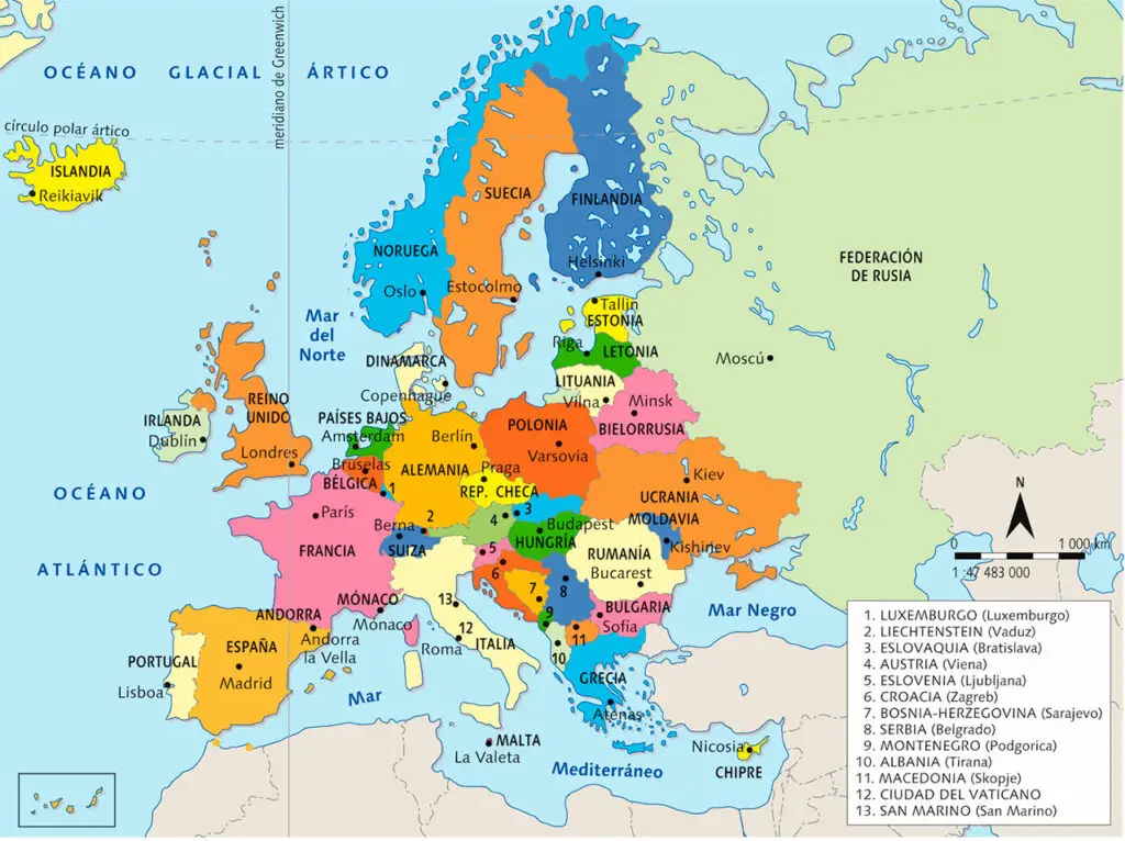 Mapamundi Político de Europa con nombres