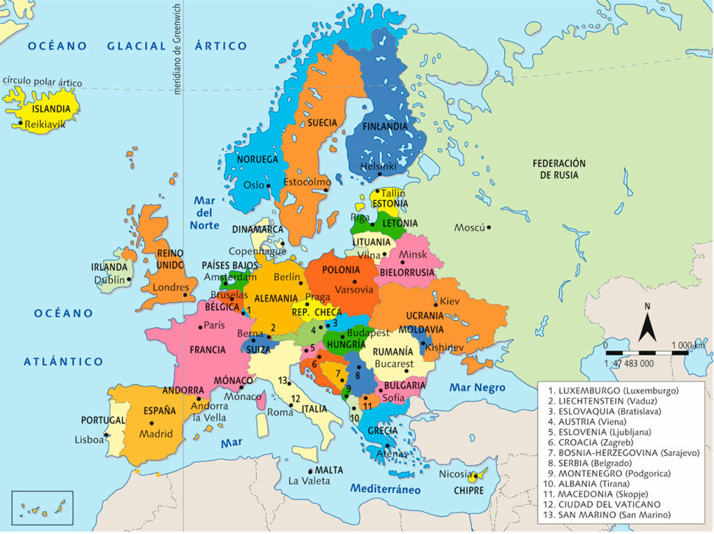 Mapamundi Político de Europa con nombres