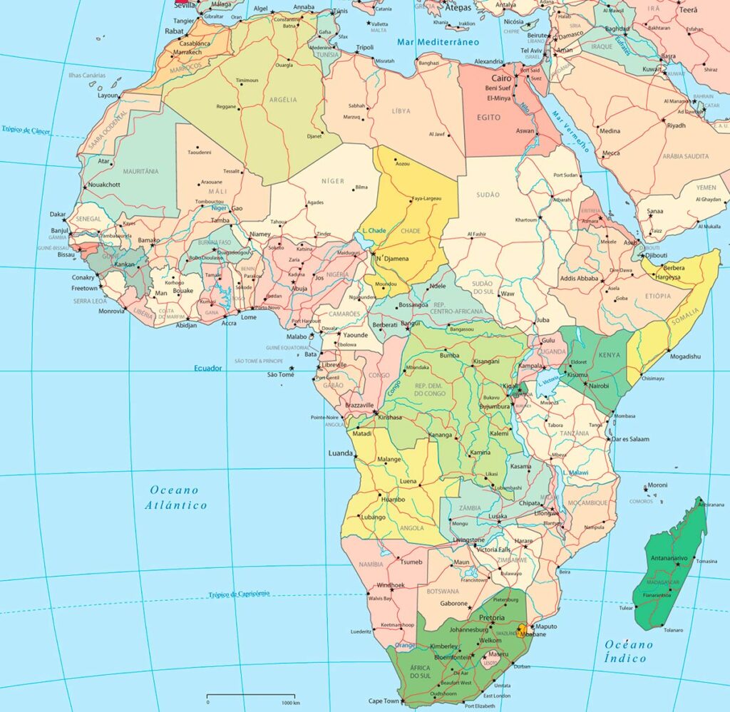 mapa de Africa con nombres de paises