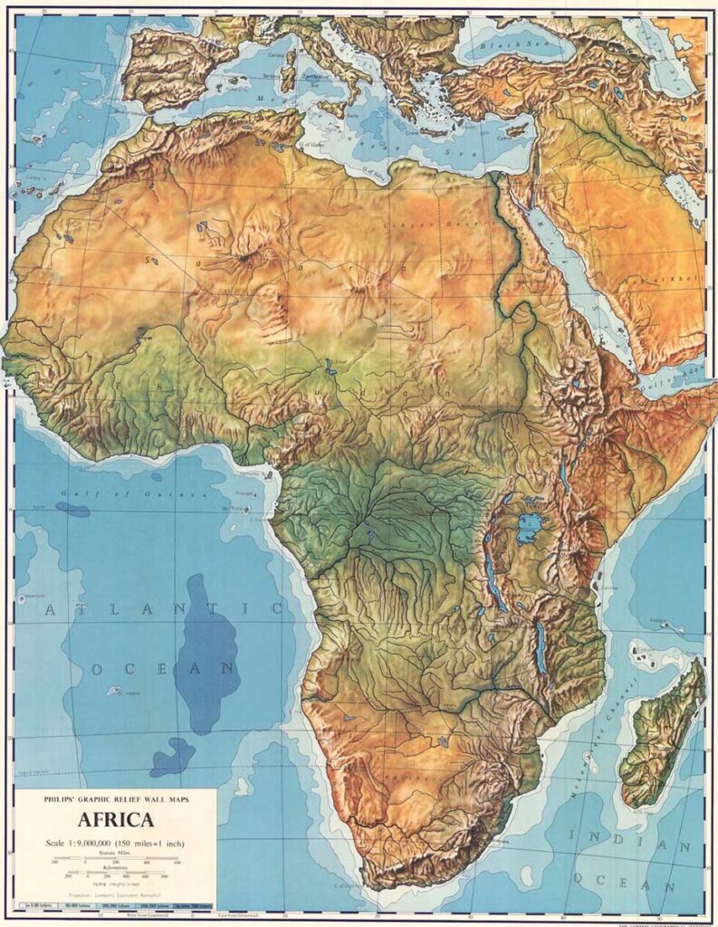 mapa de Africa fisico con relieve