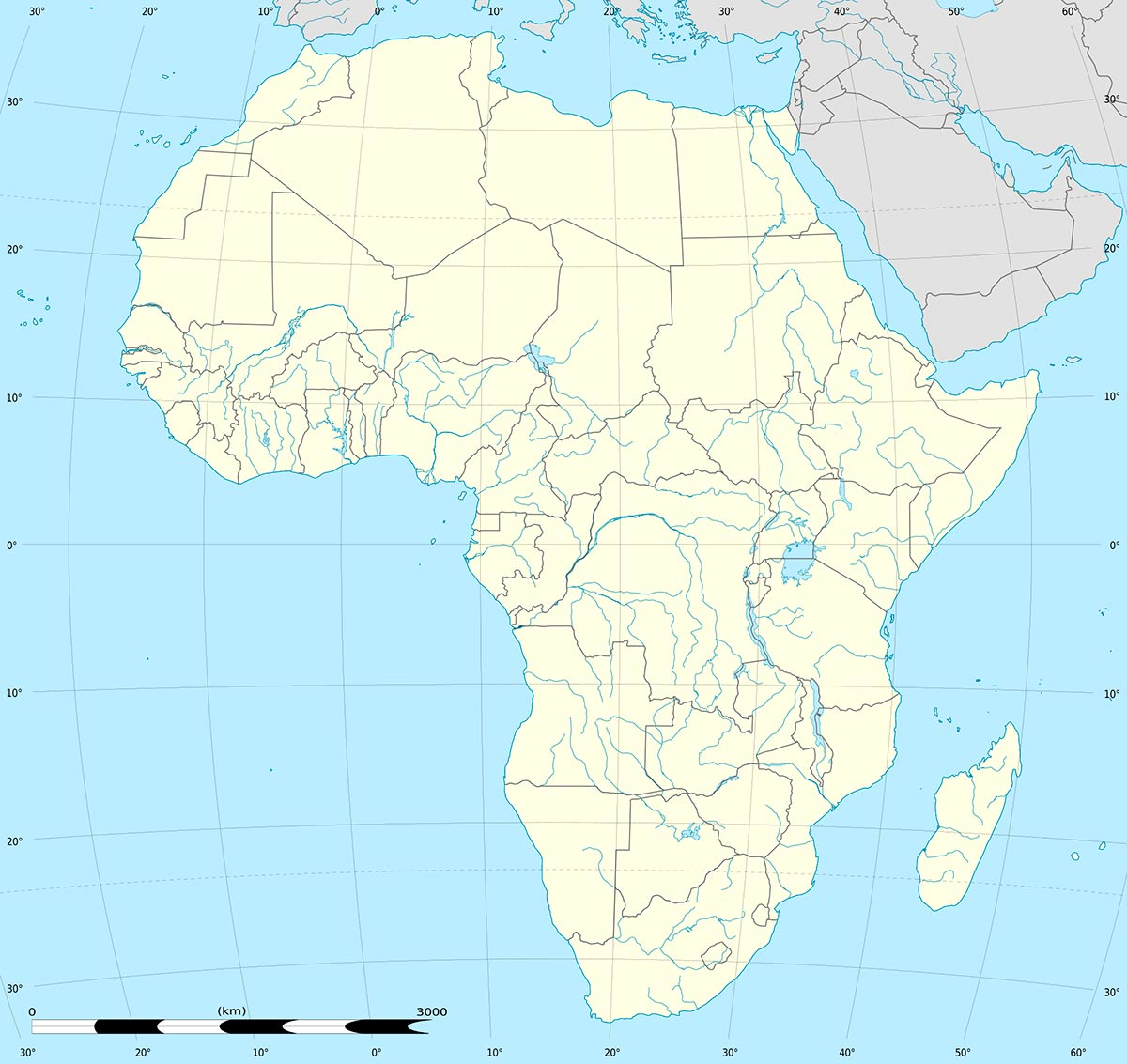 mapa de Africa politico mudo