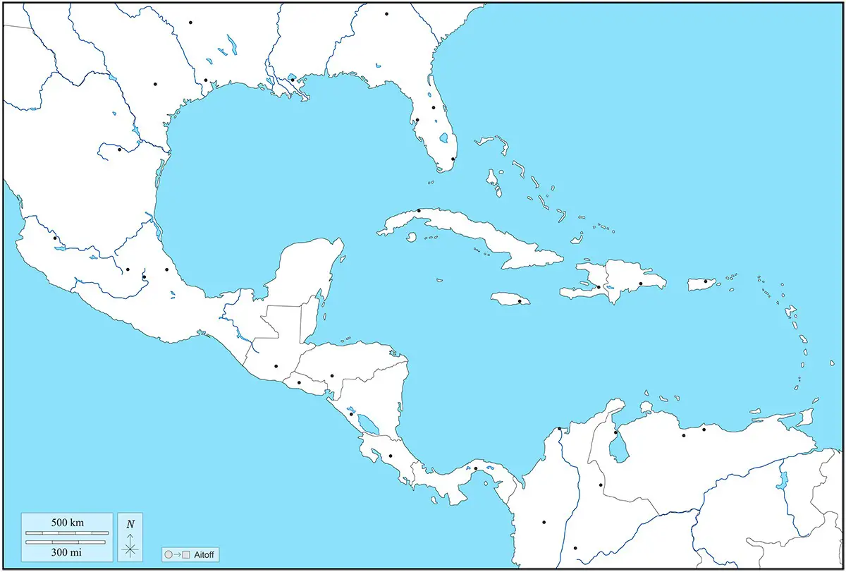 mapa America central mudo para imprimir