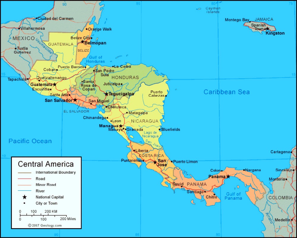 mapa de America central politico