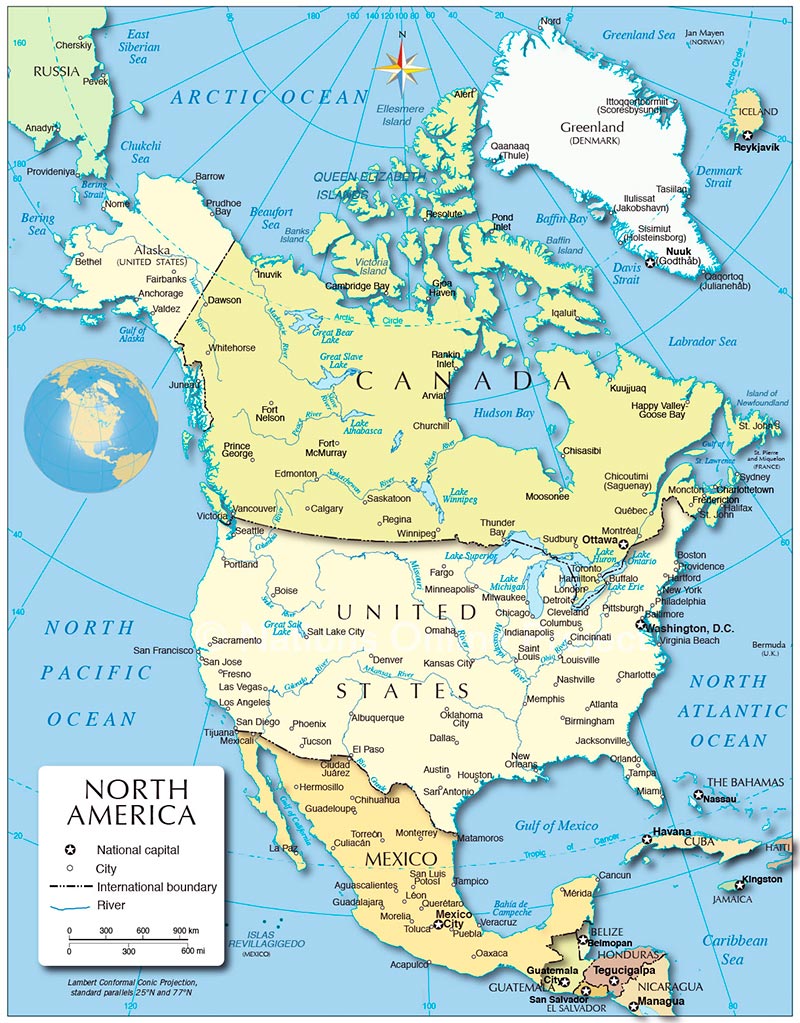 mapa de America del Norte