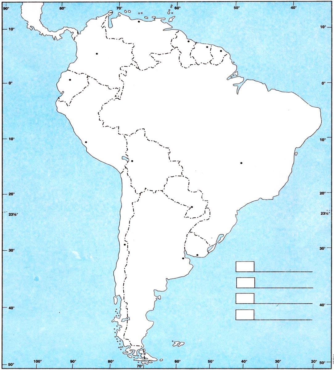 mapa America del sur mudo para imprimir