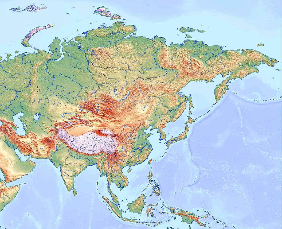 Mapa De Asia Pol Tico Y F Sico Mudo Y Con Nombres Pa Ses