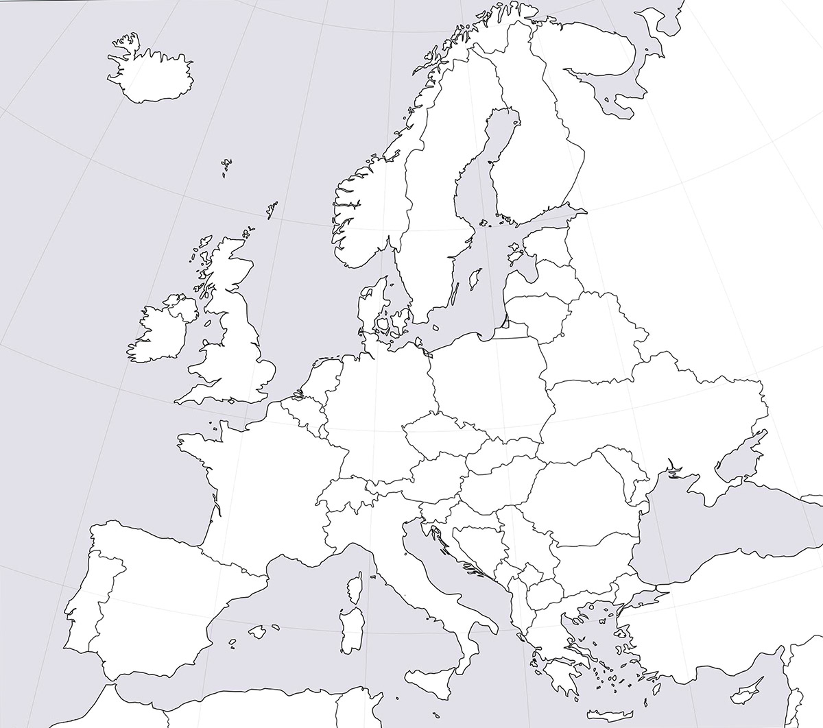 mapa de Europa en blanco