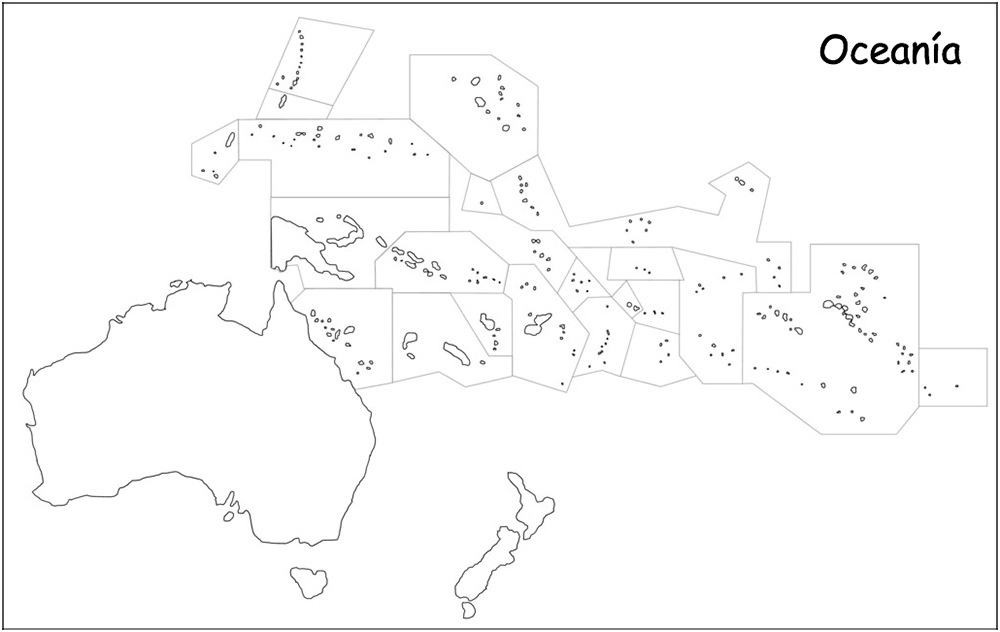 mapa de Oceania politico mudo
