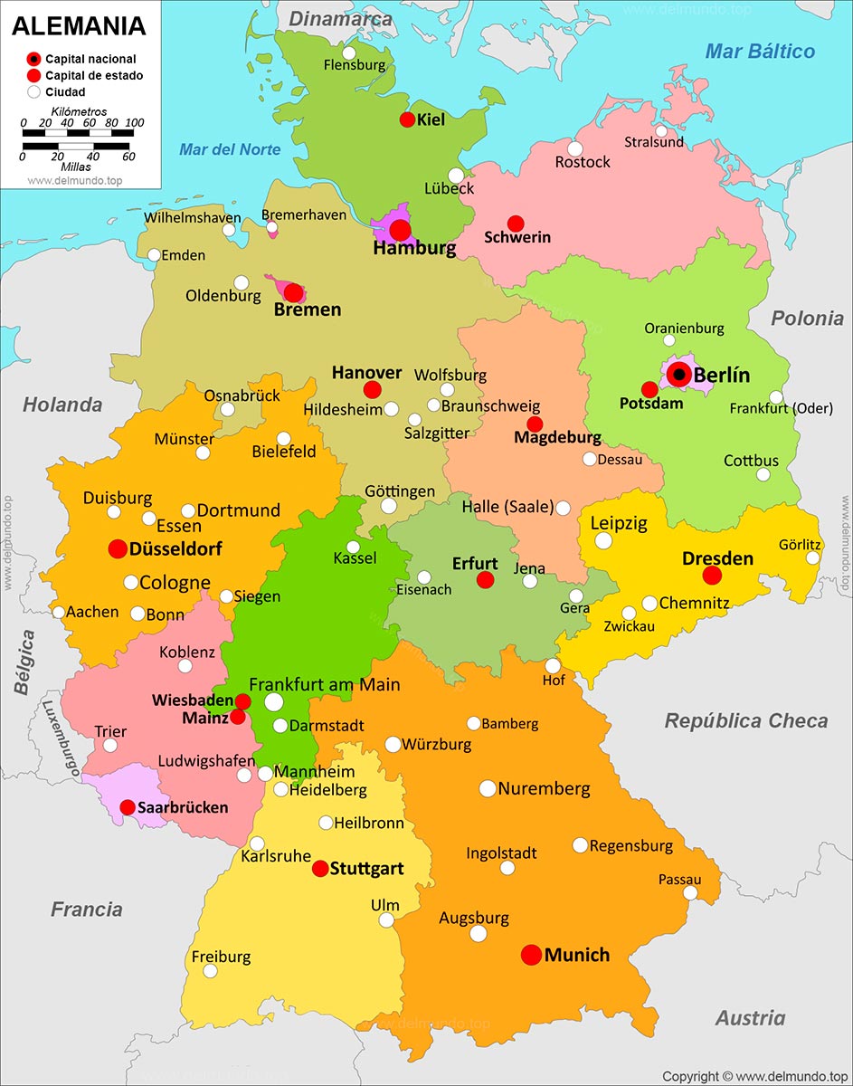 mapa de Alemania con ciudades