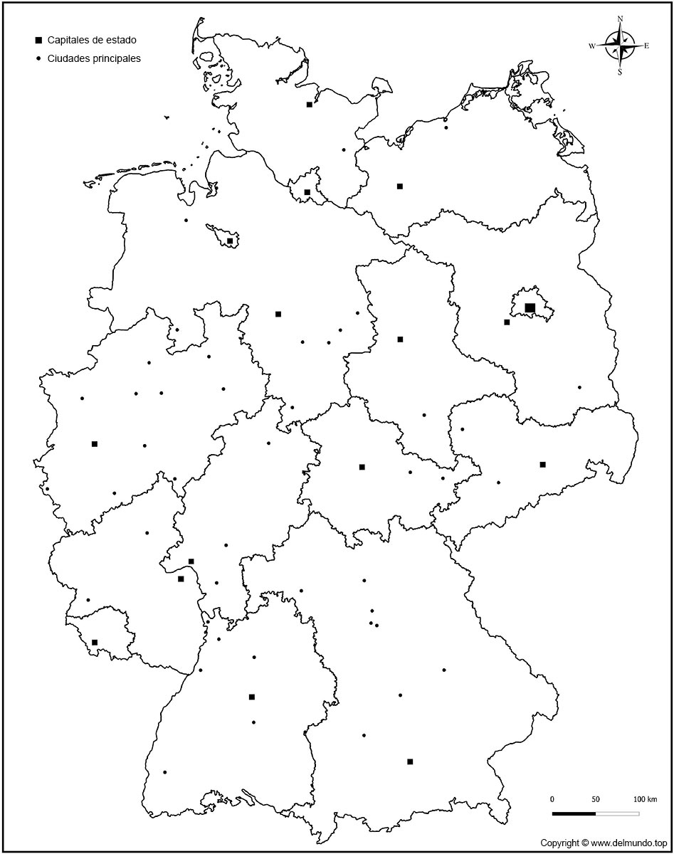 mapa mudo de Alemania para imprimir