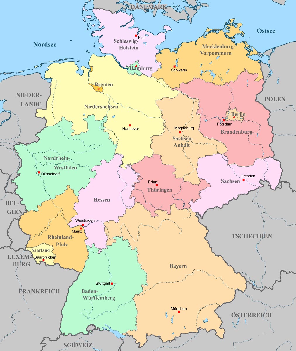 mapa político de Alemania