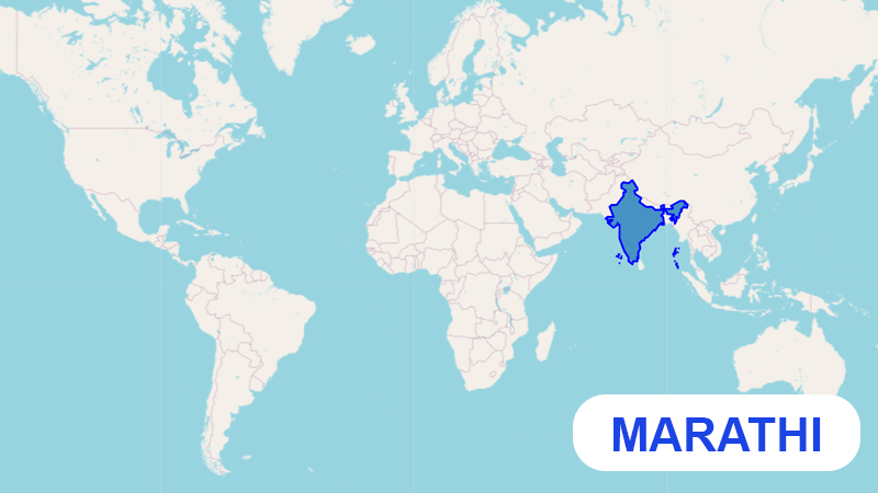Países donde se habla marathi, clasificándose entre las principales lenguas del mundo y de Asia
