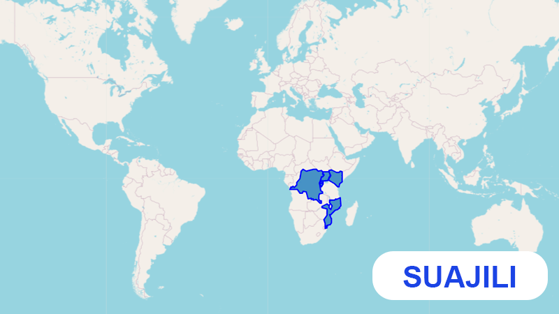 Países donde se habla suajili, una de las lenguas predominantes en el mundo