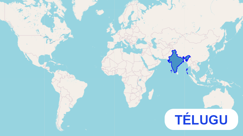 Países donde se habla télugu, un idioma central en varias regiones de la India