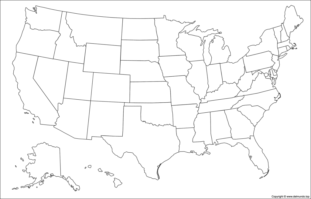 Mapa de Estados Unidos para colorear