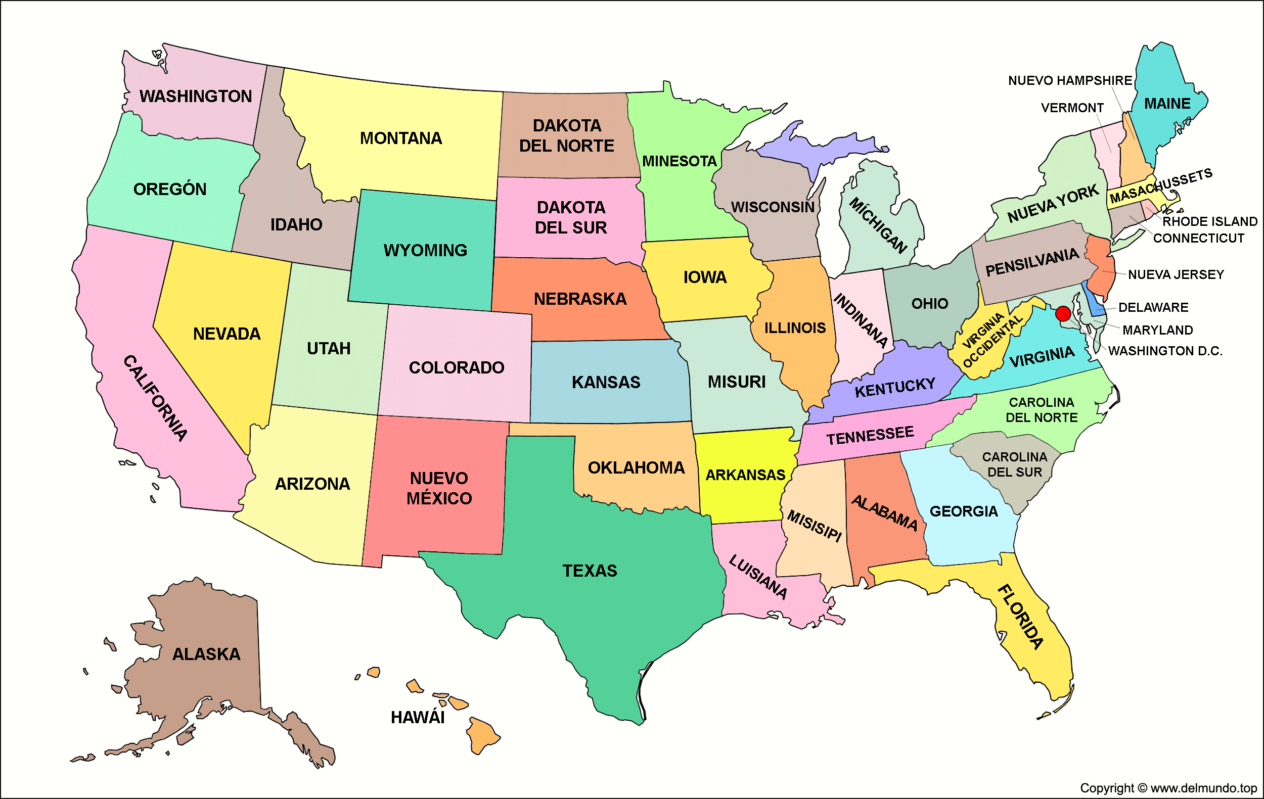 Mapa de Estados Unidos por estados