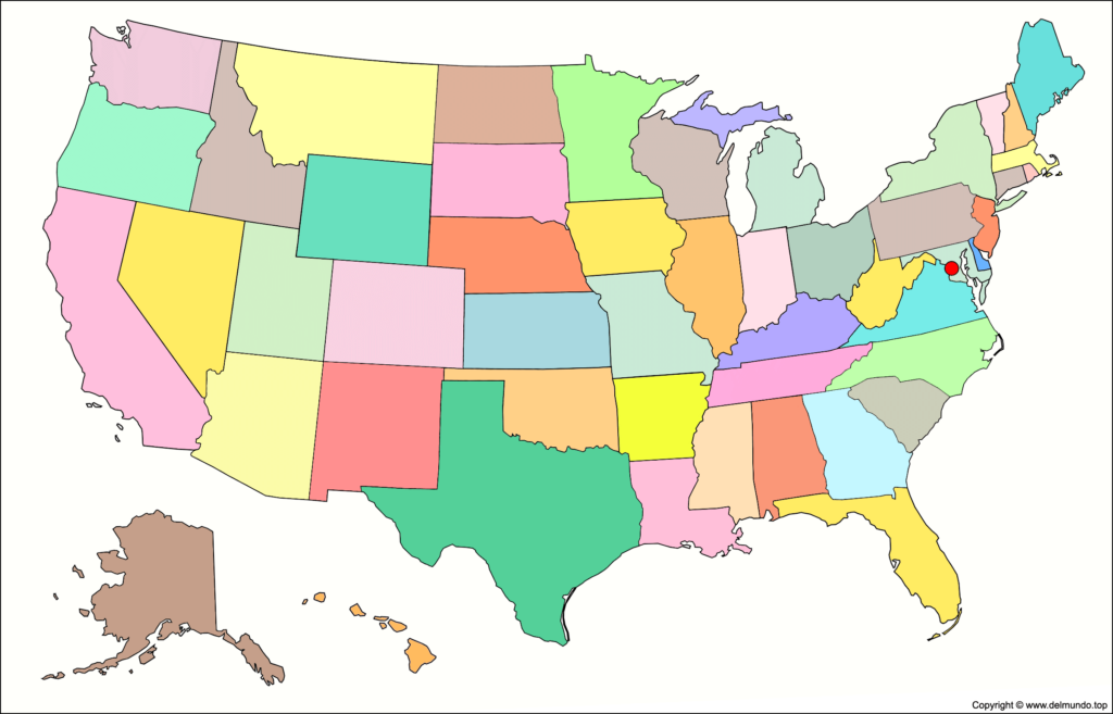 Mapa de Estados Unidos sin nombres