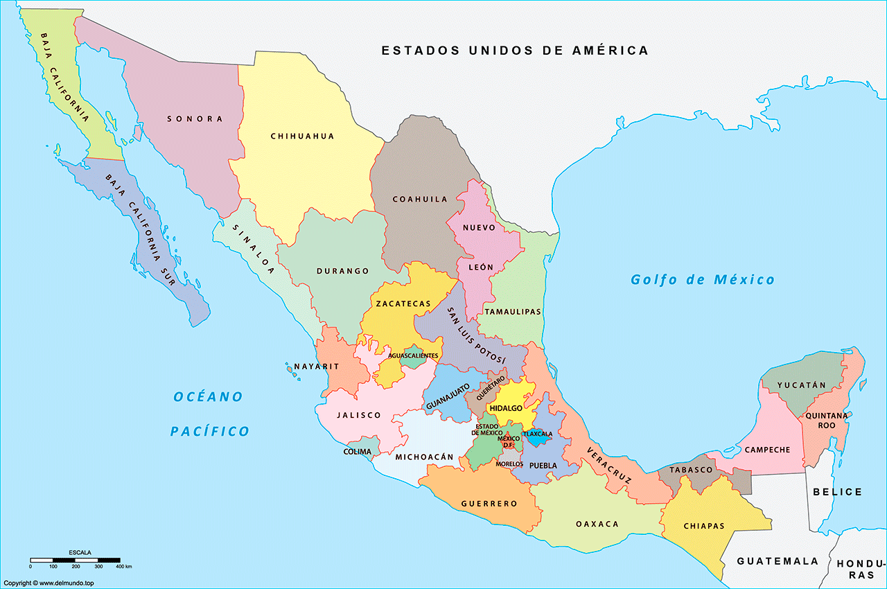 Mapa de México con estados