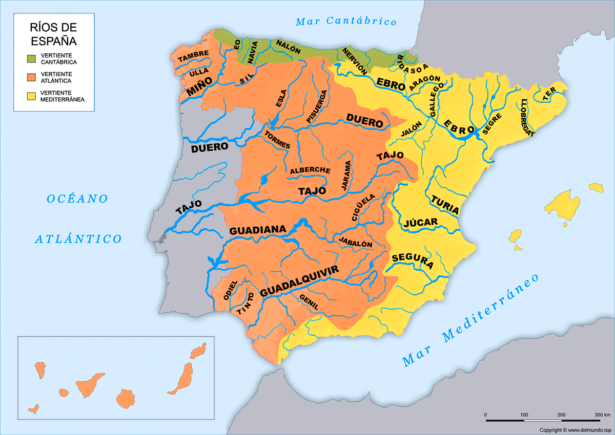 Mapa de los ríos de España