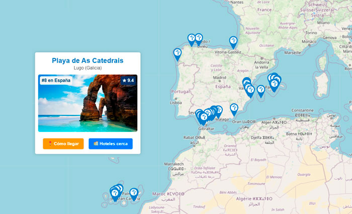 Mapa de las mejores playas