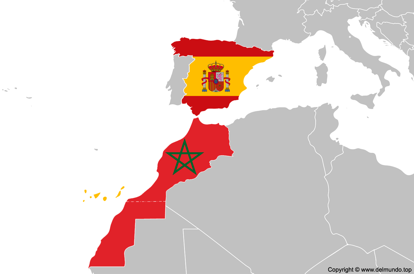 Mapa de Marruecos y España