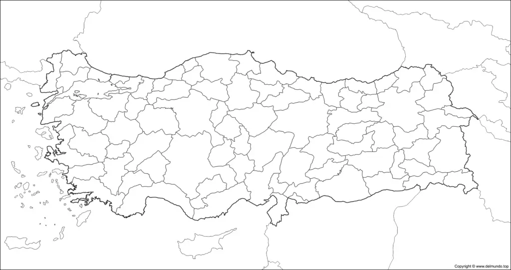 Mapa mudo de Turquía para imprimir