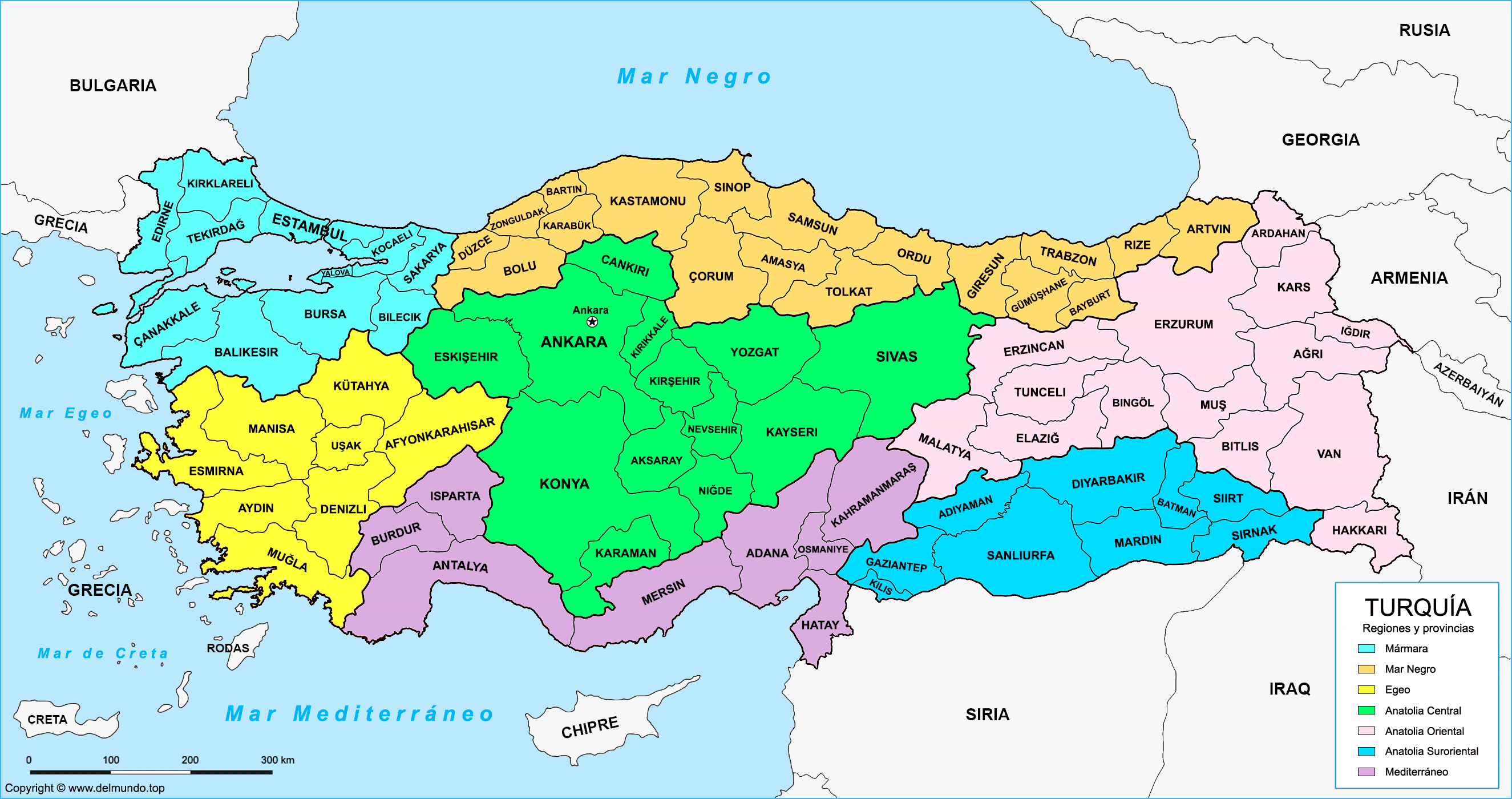Mapa político de Turquía