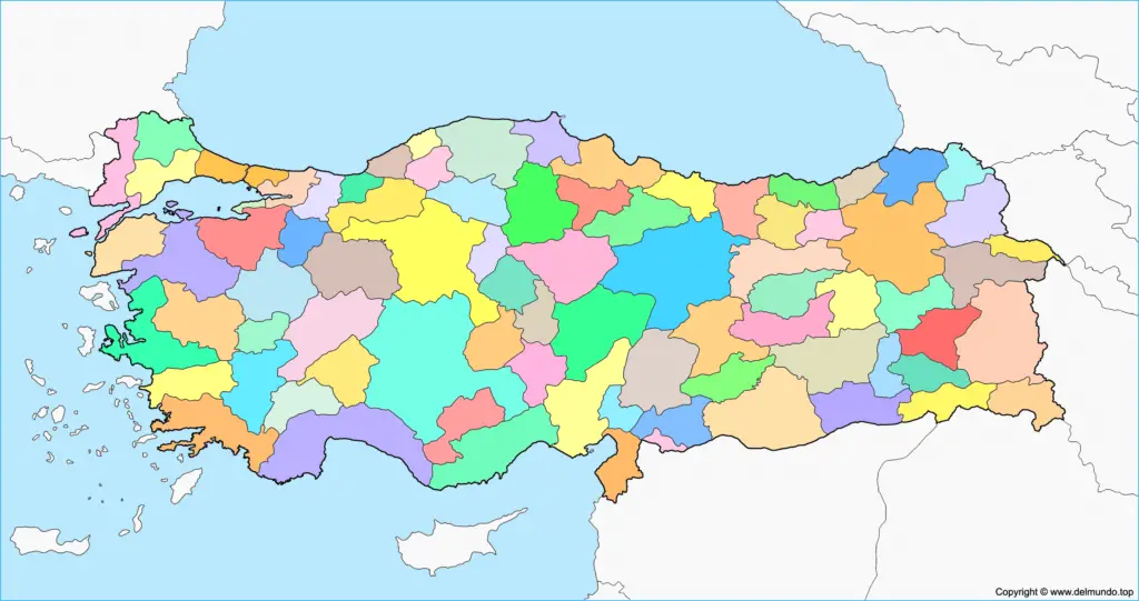 Mapa de las provincias de Turquía