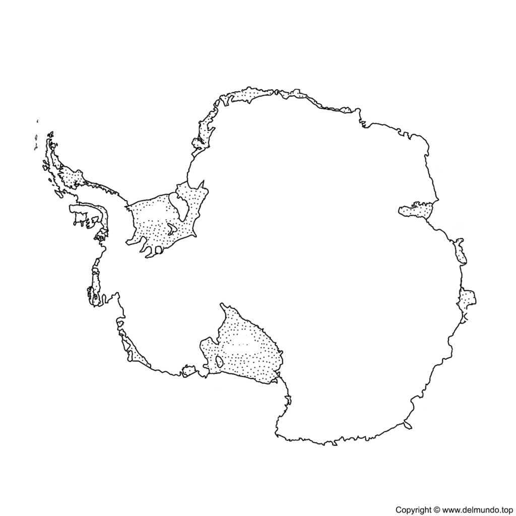 Mapa de la Antártida mudo en blanco