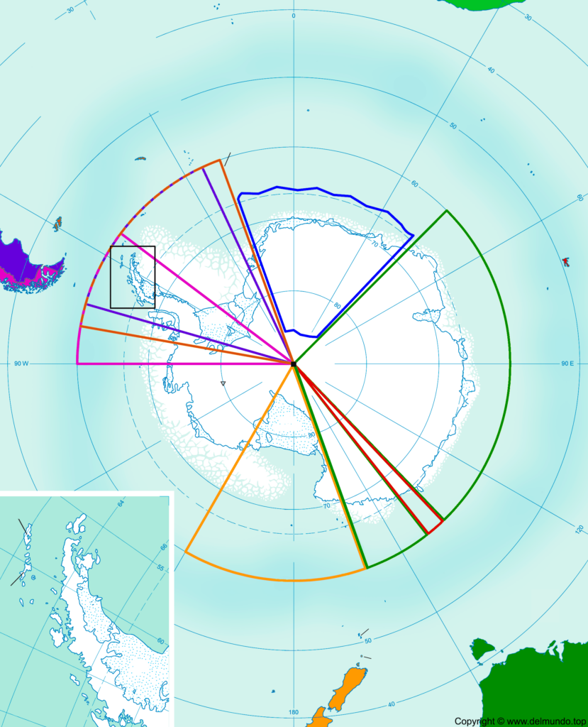 Mapa de la Antártida político sin nombres