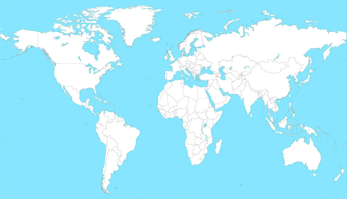 Mapa político del mundo sin nombres