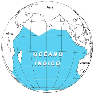 Océano Índico en el globo terráqueo