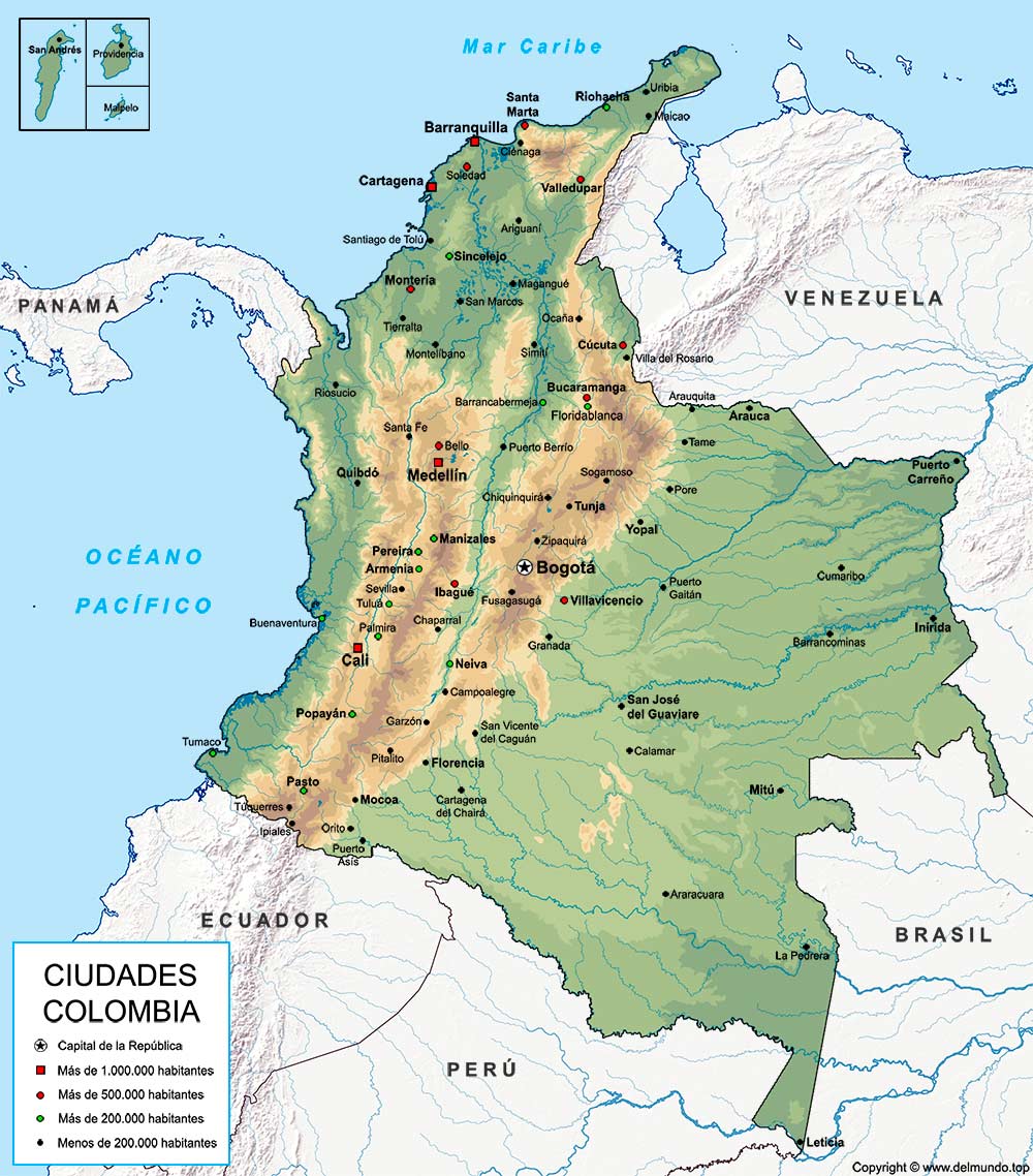 Mapa de Colombia con sus ciudades