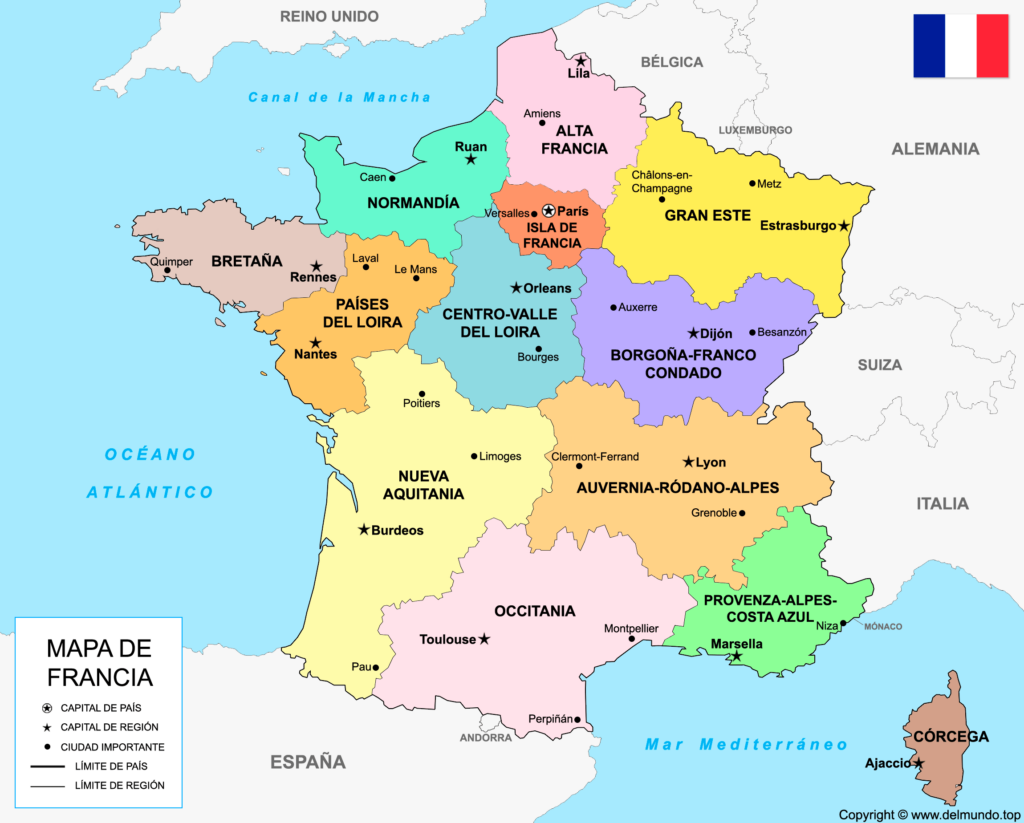 Mapa De Francia Ciudades Y Regiones Pol tico Y F sico 