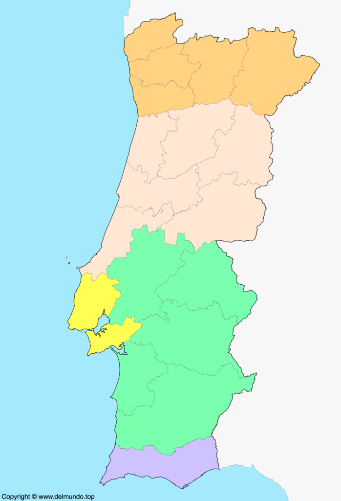 Mapa mudo de Portugal