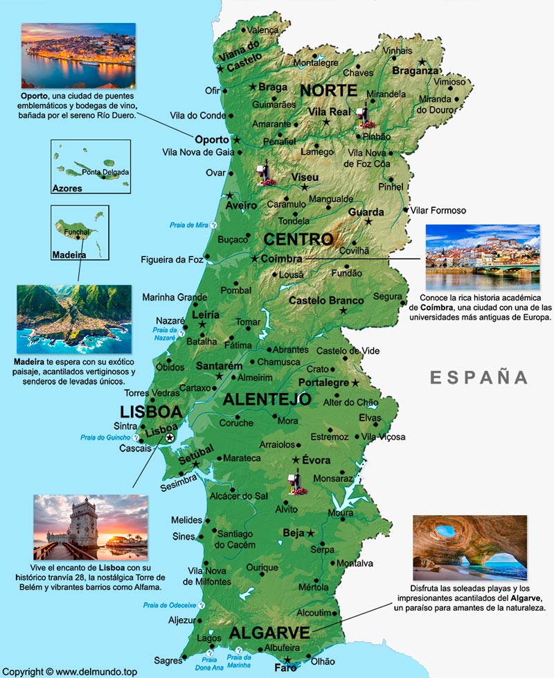Mapa turístico de Portugal