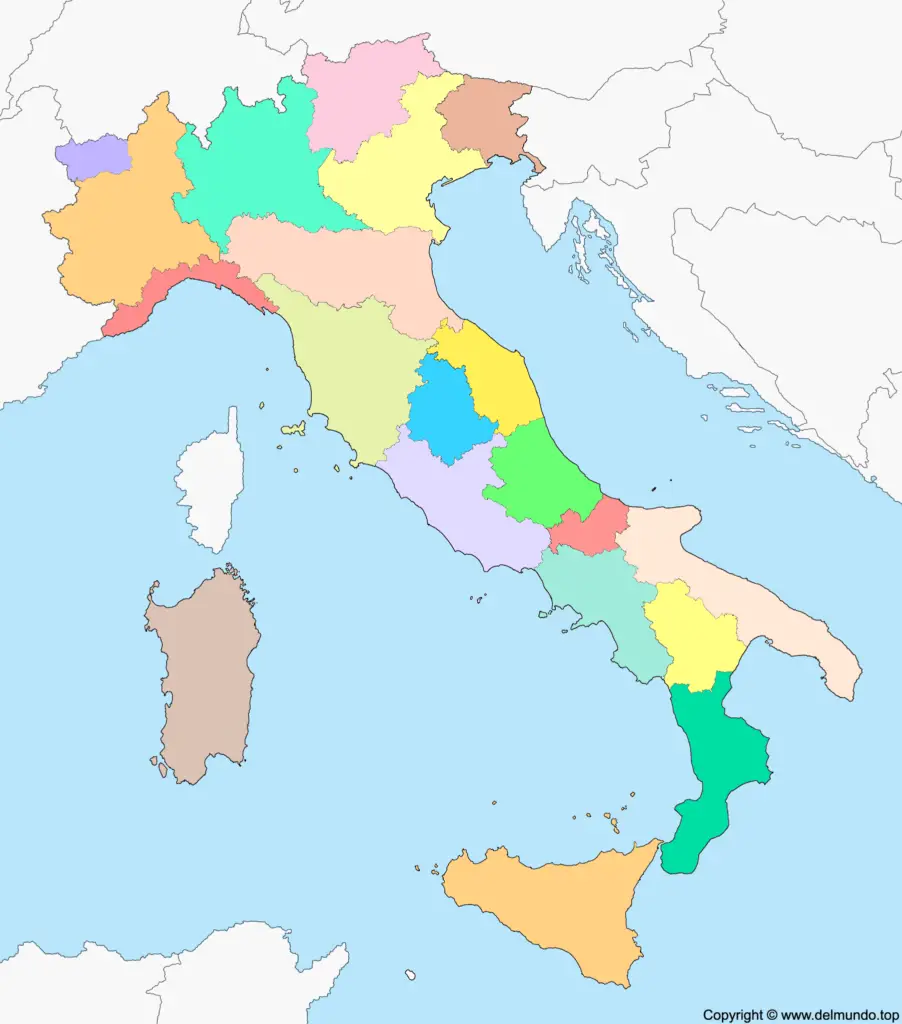 Mapa político de Italia mudo
